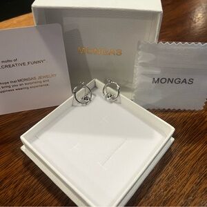 MONGAS Silver Earrings with Crystal Accents